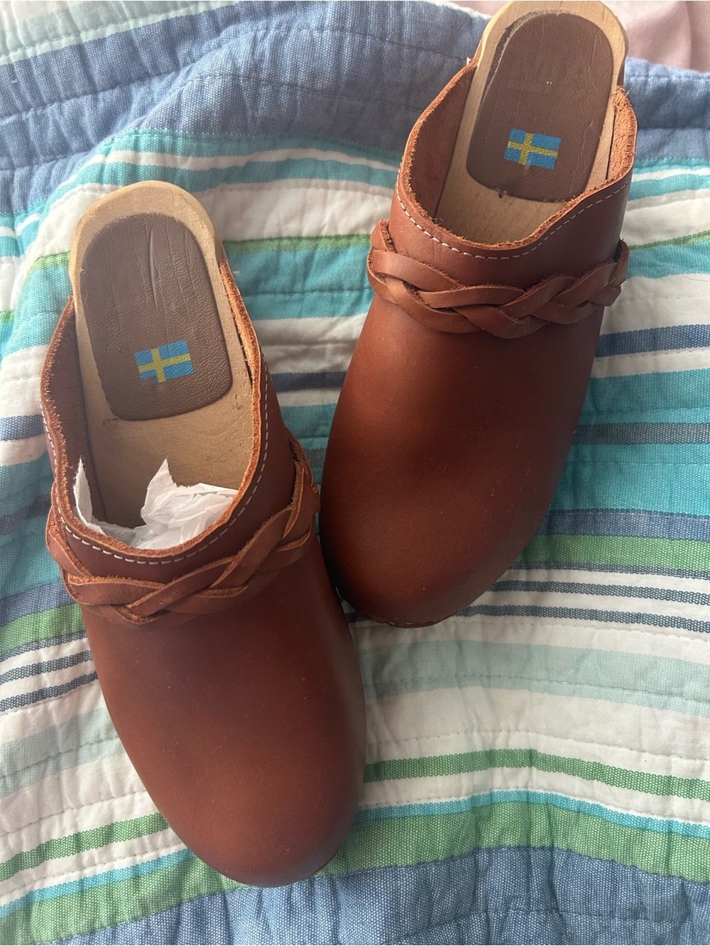 MIA Brown Leather Braided Strap Clogs